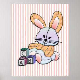 Poster Infirmière personnalisée Plaid Bleu - Lapin