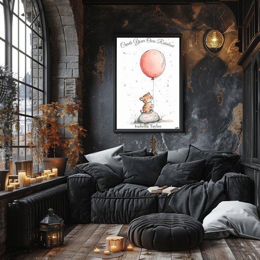 Poster Infirmière personnalisée - Tiger Cub & Red Balloon