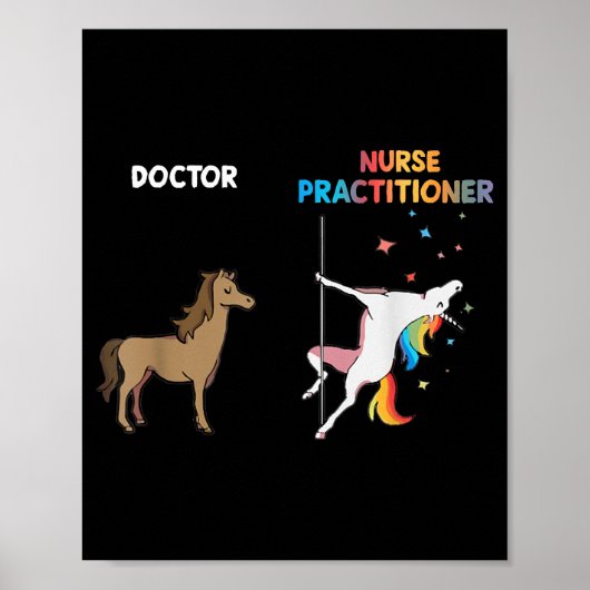 Poster Infirmière Praticien Unicorn Dancing Pole (Devant)