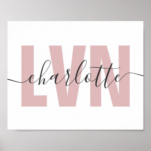 Poster Infirmière professionnelle Chic LVN personnalisée (Devant)