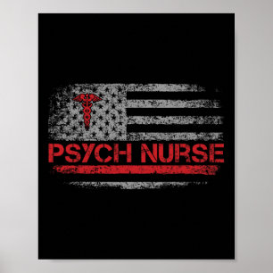Poster Infirmière psychiatrique Drapeau Américain Rn Sant