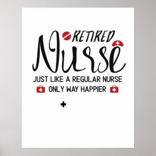 Poster Infirmière retraitée grand par cadeau retraitée