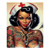 Poster Infirmière tatouée pin-up (Devant)