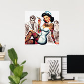 Poster Infirmière tatouée pin-up (Bureau à domicile)