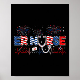 Poster Infirmière Urgences 4 Juillet Drapeau Américain Pa