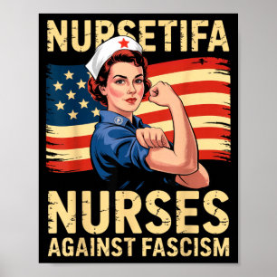 Poster Infirmières contre le fascisme, soutien fort des i