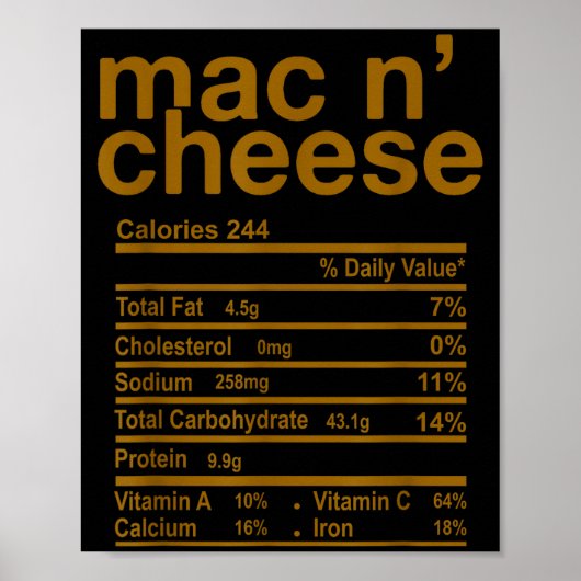 Poster Informations nutritionnelles drôles de Mac And Che (Devant)