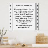 Poster Informations sur l'allergie du client (Cuisine)