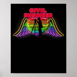 Poster Ingénieur Civil Colorful Funny Présente Pour Civil