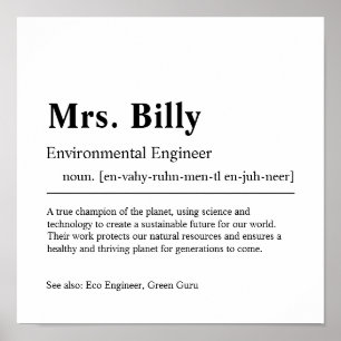 Poster Ingénieur de l'environnement cadeau personnalisé