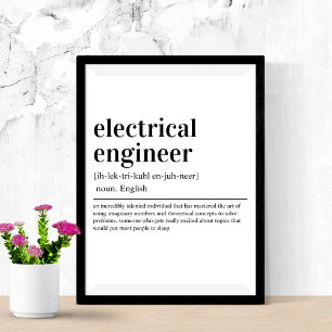 Poster Ingénieur électrique Définition Ingénierie drôle