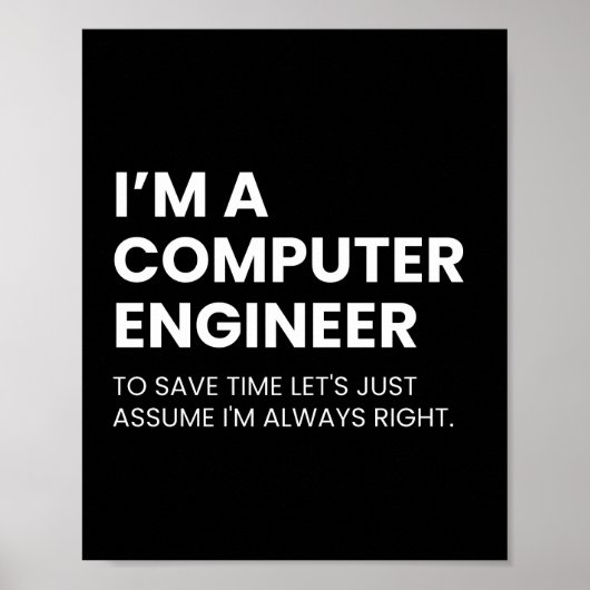 Poster Ingénieur informaticien Citation drôle de nerd (Devant)