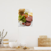 Poster Ingrédients pour cheeseburger (Cuisine)