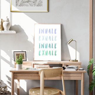 Poster Inhale Exhale affirmation de la santé mentale affi