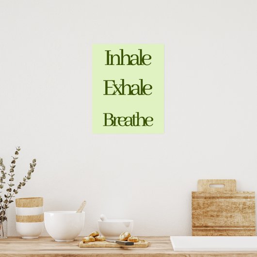 Poster Inhale, Exhale, Breathe Retro Typographie verte (Cuisine)