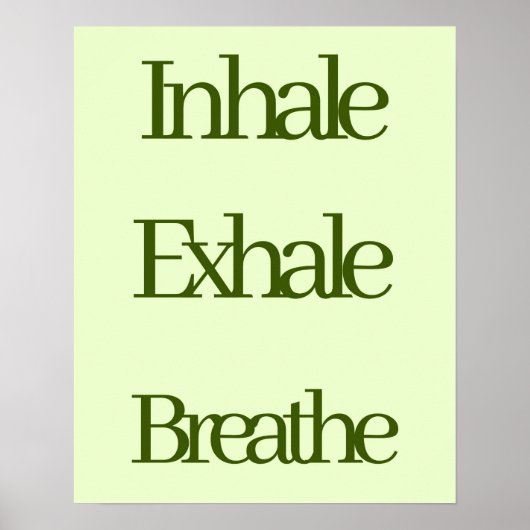 Poster Inhale, Exhale, Breathe Retro Typographie verte (Devant)