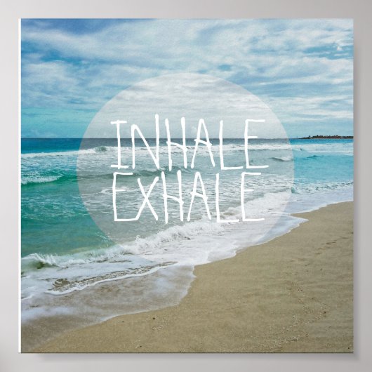 Poster inhale exhale citation plage océan photo (Devant)
