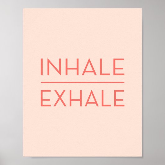 Poster Inhale Exhale Coral Rose Motivational Yoga Citatio (Devant)