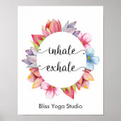 Poster Inhale Exhale Fleurs Roses Citations De Yoga (Devant)