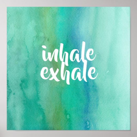 Poster inhale exhale méditation yoga bleu turquoise spa (Devant)