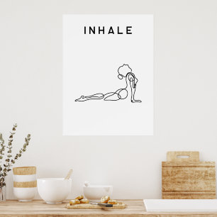 Poster Inhale Exhale Respiration Yoga pose studio moderne