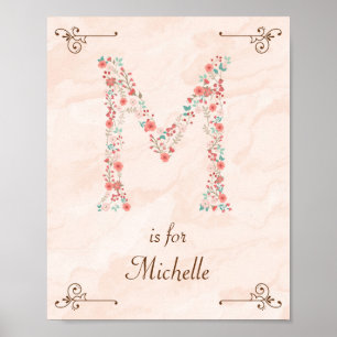 Poster Initial M Baby Name Monogram Art Print