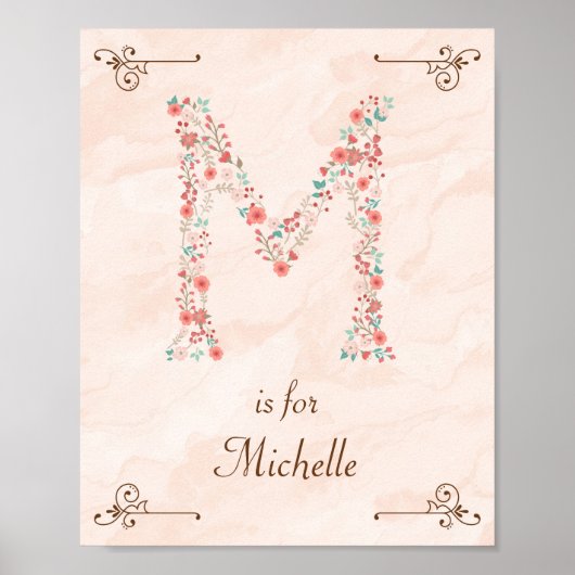 Poster Initial M Baby Name Monogram Art Print (Devant)