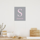 Poster Initial S" Personnalisé Chevron Pink Baby Name (Cuisine)