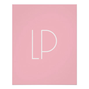 Poster Initiale moderne minimaliste élégante sur fond ros