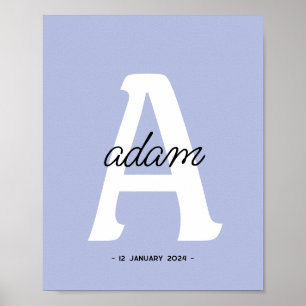 Poster Initiale personnalisée Monogramme de nom personn