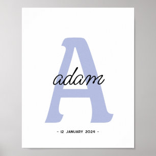 Poster Initiale personnalisée Monogramme de nom personn