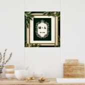 Poster Initiales de mariage vintage avec couronne (Cuisine)