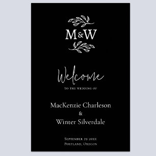 Poster Initiales de monogramme de couple de mariage botan