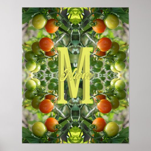 Poster Initiales de monogramme personnalisé Tomates Ceris (Devant)