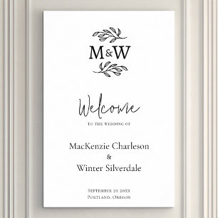 Poster Initiales mariage Monogramme Couple Accueil Botani