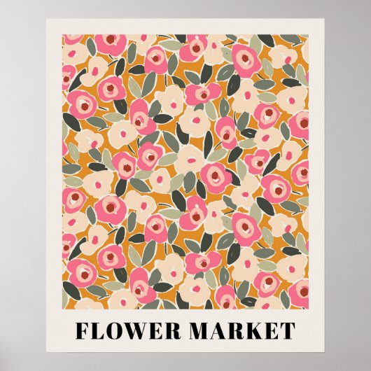 Poster Inky Floral Flower Market Pattern- Sunlit Meadow (Devant)