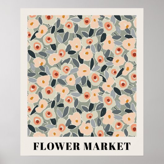 Poster Inky Floral Flower Market Pattern- Sunlit Meadow (Devant)