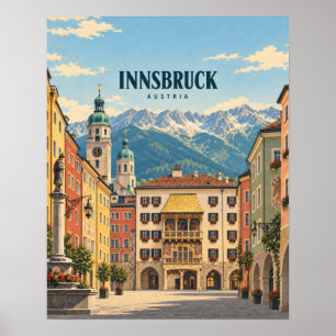 Poster Innsbruck Autriche Art de Voyage Vintage