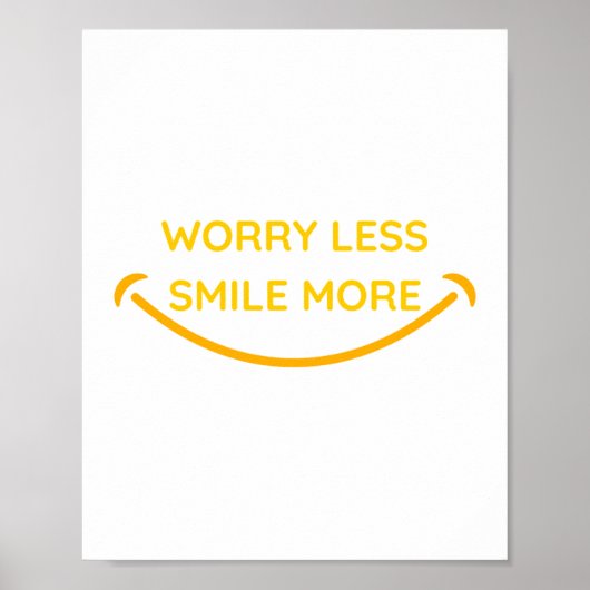 Poster Inquiète moins, sourire plus design de texte jaune (Devant)