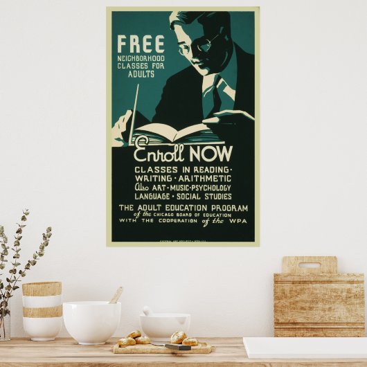 Poster Inscrivez-vous maintenant Classes gratuites Adulte (Cuisine)