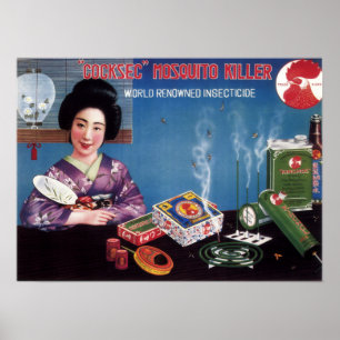 Poster INSECT RECELLENT Kimono femme Japon publicité