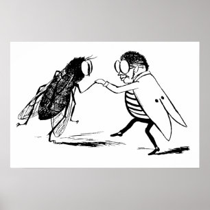 Poster Insectes vintage dansant; mouche diptère