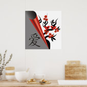 Poster Inséparables Sur Sakura Tree Et Symbole d'amour ch (Cuisine)