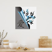 Poster Inséparables Sur Sakura Tree Et Symbole d'amour ch (Cuisine)