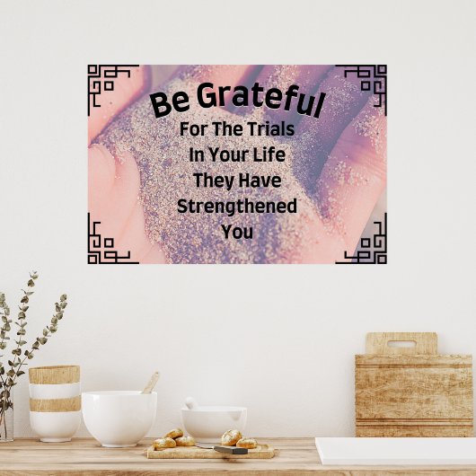 Poster inspirant d'art mural "Be Grateful" (Cuisine)