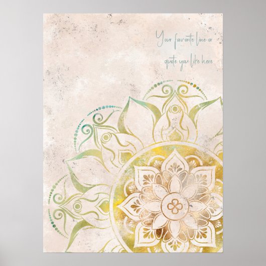 Poster Inspirant mandala boho néatral et or (Devant)