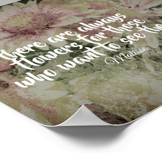 Poster inspirant Matisse citation fleurs d'affiche (Coin)