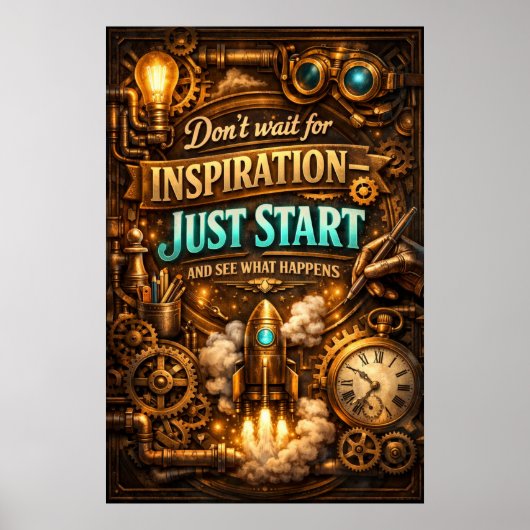 Poster Inspiration Commencez l'Art de la Fusée Steampunk (Devant)
