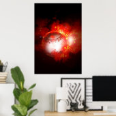 Poster Inspiration Flaming Baseball (Bureau à domicile)
