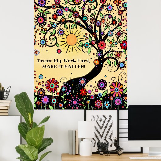 Poster Inspiration "Make it Happen" Fun Tree Classroom (Bureau à domicile)